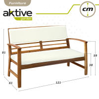 Conjunto jardín en madera de acacia con mesa, banco y 2 sillones Aktive Garden - details 6