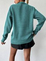 Suéter De Acryl Para Mujer Talla Grande V-Neck Manga Larga Casual Otoño Invierno Knitted Pullover De Cuello V Abierto - details 1