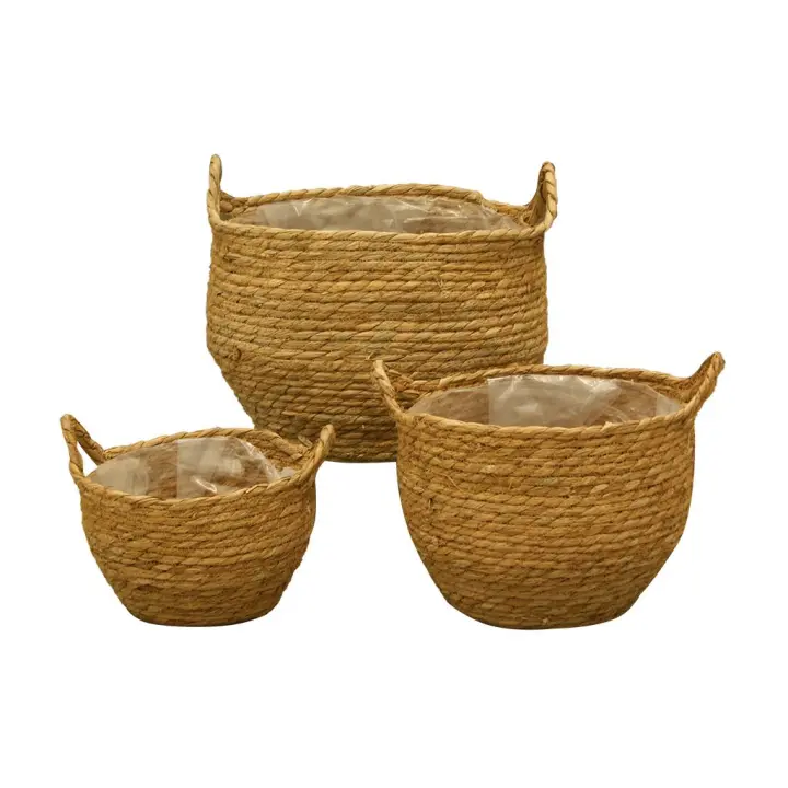 CESTO CON ASAS DE CUERDA DE TOTORA NATURAL S/3 40x32x26 - 1