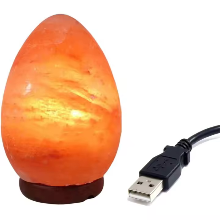 PLUSHOME Lámparas de Sal del Himalaya Naturales Alta Calidad con USB y Base de Madera - 1