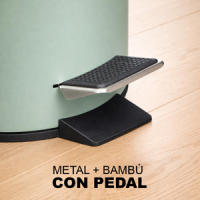 TIENDA EURASIA – Papelera Baño con Pedal, Metal, Tapa Bambú, 3L, 17x21x23.5 cm, Cubo Interior 16.8x16.8x18.2 - details 0