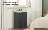 SONGMICS Cesto de la Ropa Sucia con Tapa, 72 L, Cesto de Lavandería de Bambú, Plegable, con Bolsa Lavable Extraíble, Asas, para Lavandería, Dormitorio, Gris/Natural/Negro/Blanco - details 5