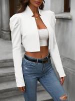 Chaqueta De Casualidad Corta Con Manga Larga Estilo Europeo Y Americano Versátil Para Mujer Top De Poliéster Cierre Abierto - details 30