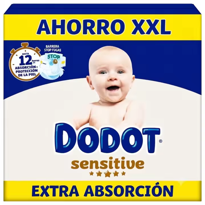 Dodot Sensitive Extra Pañal Bebé, Tallas 3+,4+,5+,6+ Pack mensual - 1