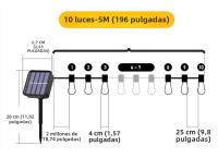 Luz De Cadena Solar LED Para Exterior IP65 Impermeable Decoración De Navidad 10-30 Luces Retro Para Camping Jardín Fiesta Lámpara De Hadas - details 2