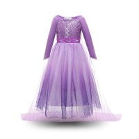 Disfraz De Princesa Para Niña Vestido De Cosplay De La Reina De Hielo Elsa Color Morado Talla A-Line Con Cuello En O Para Fiestas Y Rol De Playa - details 0