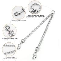 Correa Para Dos Perros De Acero Inoxidable Resistente Con Cadena De Seguridad Doble Para Caminar a Dos Perros Tamaño S/M/L/XL - details 6