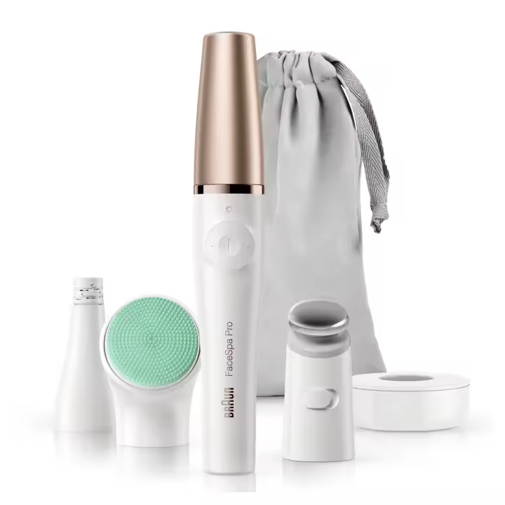 Braun FaceSpa Pro 913 - Depiladora facial con sistema 3 en 1 con máquina de depilar para la cara, sistema de tonificación y revitalización facial en casa, con 3 accesorios - 1