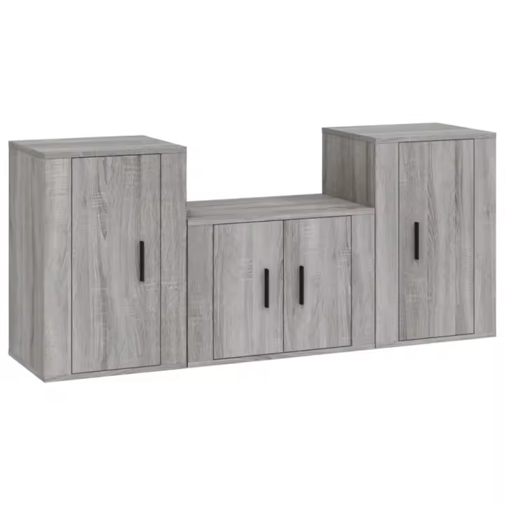 vidaXL Set de muebles para TV 3 pzas madera contrachapada gris Sonoma - 1