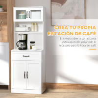 HOMCOM Alacena de Cocina Mueble Buffet de Cocina con 4 Puertas Cajón y Estantes Ajustables para Salón Comedor Estilo Moderno 60x38x161 cm Blanco - details 3