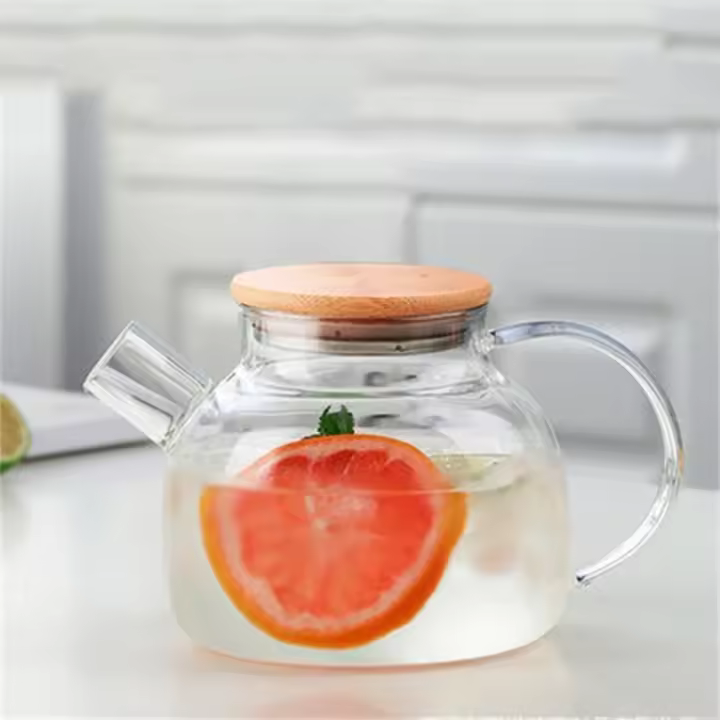 TEPODRA 1/1.8L Juguete De Vidrio Transparente Con Tapa De Bambú Tejado Resistente Al Calor Juguete De Vidrio Grueso Puer Kettle - 1