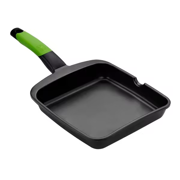 Bra - Grill Liso Prior, De 22 a 28 cm, Utensilio Cocina Sana y Sencilla, Apto Inducción, Aluminio Fundido, Mango Ergonómico - 1