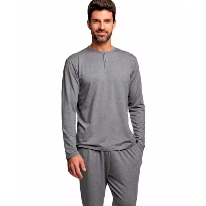 Pijama Largo Modal Gris para Hombre - Máxima Comodidad y Diseño Elegante | M-2XL | ZD Zero Defects - 1