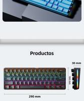 Teclado Mecánico De Juego USB MUCAI MK61 61 Teclas Cable Desmontable RGB Retroiluminado Intercambiable Rojo Axis Hot Swap - details 13