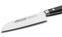 ARCOS Opera - Cuchillo Santoku Alveolado (140 mm) - Acero Inoxidable Forjado Nitrum® - Mango Negro de Polioximetileno (POM) - details 1