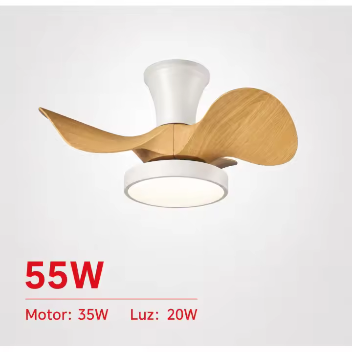 OStarkDom 96W Ventilador de Techo Retráctil con Luz LED y Control Remoto - 6 Velocidades Silencioso - 3 Colores de Luz (Cálida/Fría) - Motor de Cobre Duradero - Para Dormitorio y Sala - Fácil Instalación - 1