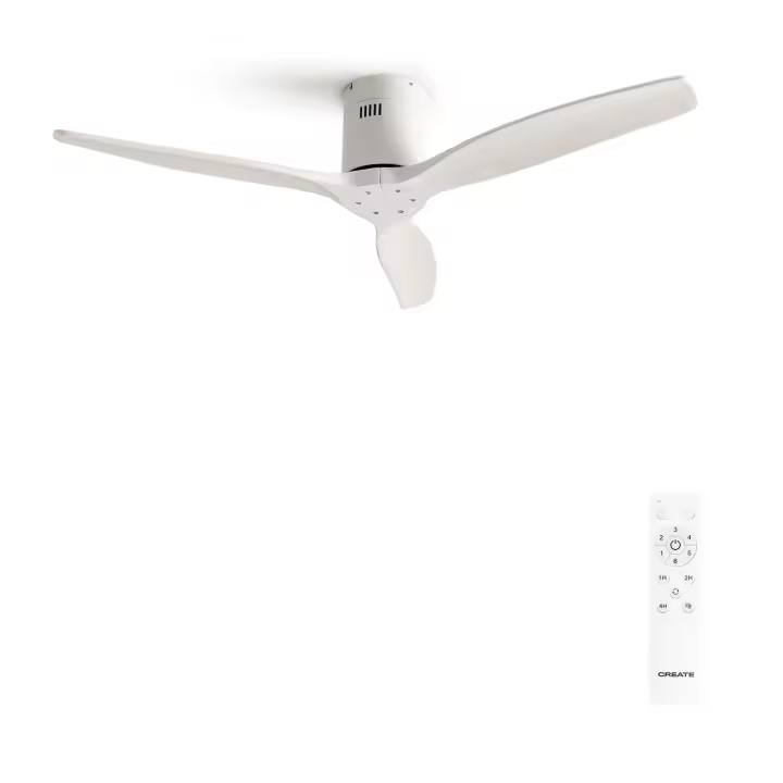 CREATE - Ventilador de techo 40W silencioso motor blanco aspas 100% madera de color blanco, varios tamaños - WIND STYLANCE - 1