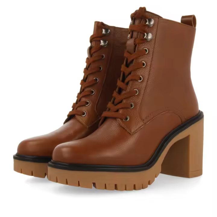 Gioseppo Botín de Piel Acordonado en Cuero con Piso Track y Tacón Efecto Crepé para Mujer - 1