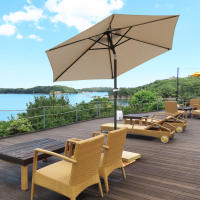 Outsunny Sombrilla de Jardín Ø230x216 cm Parasol de Terraza Basculante Apertura Manual Impermeable para Patio Piscina - details 1