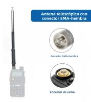 Antena Telescópica VHF Abbree AR-1106 SMA-Femenino/Masculino Para Walkie Talkie Quansheng UV K5(8) K6 Baofeng UV 5RH 21 pro V2 UV-32 UV-98 - details 2