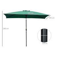 Outsunny Sombrilla de Aluminio 198x296x255 cm Parasol Rectangular de Jardín Inclinable con Manivela y Poste Desmontable para Terraza Piscina Patio Exterior - details 2