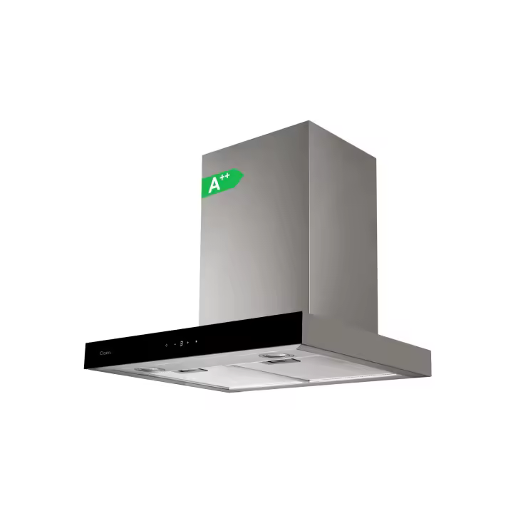 Campana Extractora Cloen AERA 60 cm, Tipo T, Clase A++, 3 Velocidades + Booster, 496 m³/h, Filtros Metálicos Lavables, LED, 65 dB, Gris con Frontal Negro - 1