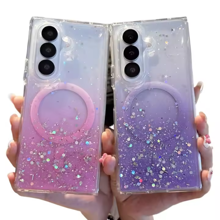 Funda De Teléfono Transparente Con Estrellas Y Brillo Magnética Para Samsung Galaxy Z Fold 8 Ultra Fold 8 7 6 5 Compatible Con Magsafe Para Carga Inalámbrica - 1