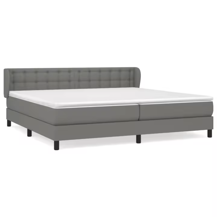 vidaXL Cama box spring con colchón tela gris oscuro 200x200 cm - 1