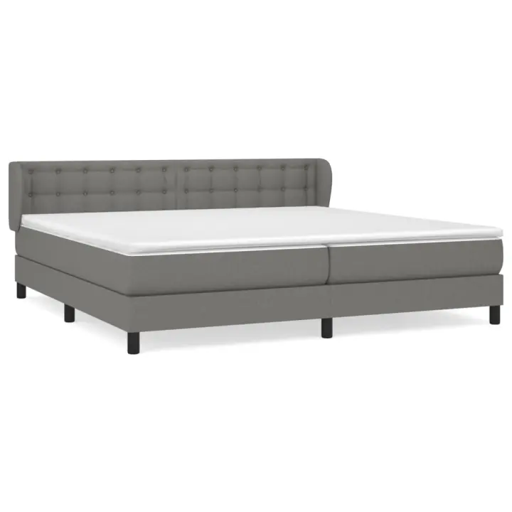vidaXL Cama box spring con colchón tela gris oscuro 200x200 cm - 1