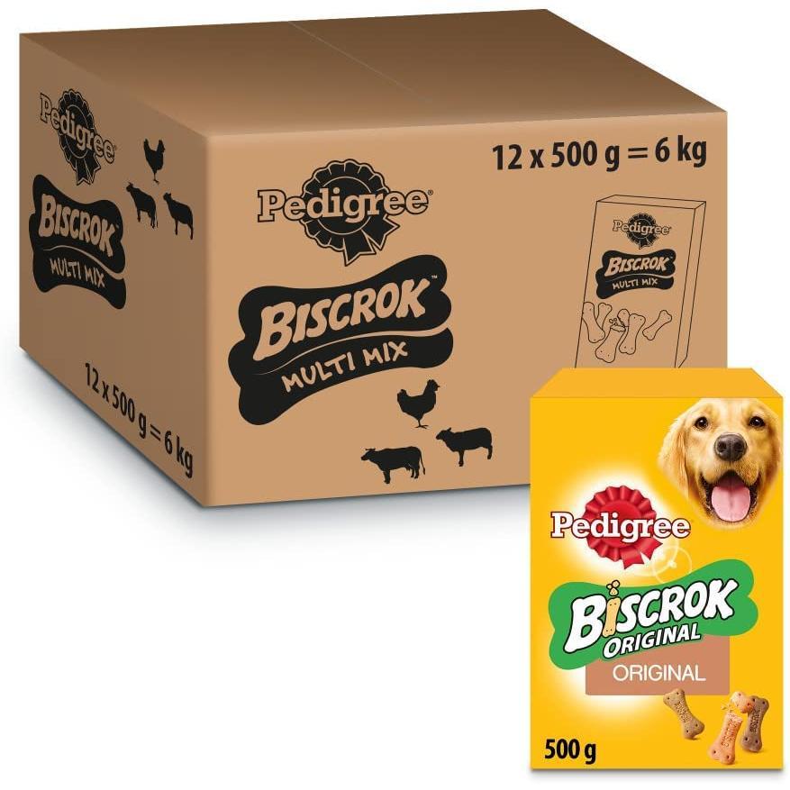 Pedigree Biscrok Galletas para Perro de 3 Sabores (Pack de 12 x 500g)