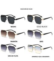 Gafas De Sol Para Hombres Y Mujeres Oversize Retro Double Bridges Polygon Square Metal Fashion Gradient Shades UV400 - details 7