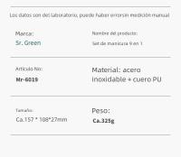 Kit De Manicura MR.GREEN 9 En 1 Profesional Con Estuche De Cuero Herramientas De Cuidado Personal Clipper De Uñas De Acero Inoxidable - details 17