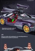 Modelo De Coche Diecast 1:24 Pagani Huayra Dinastia Con Luz Y Sonido Puertas Abiertas Colección De Juguetes Para Niños Regalo Vehículo De Carreras De 4 Puertas Material Aleación Metálica - details 9