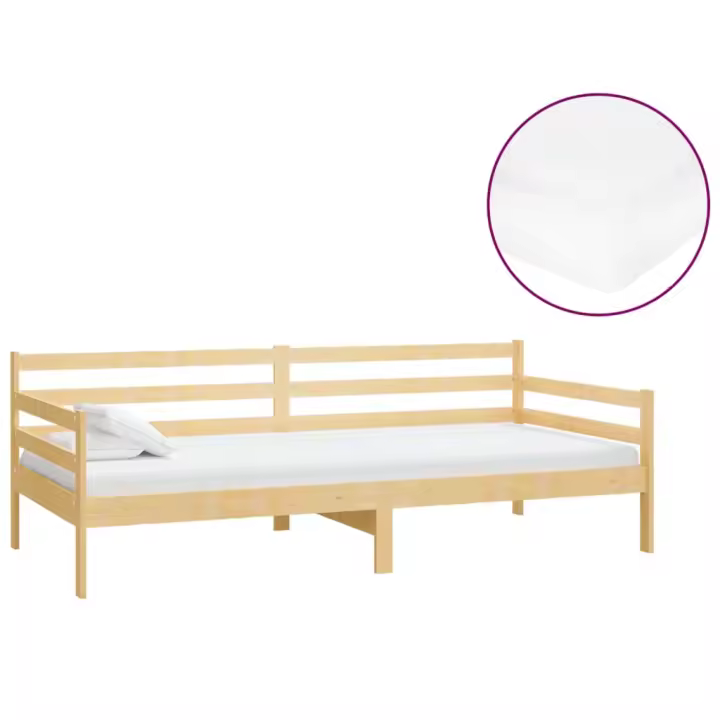 vidaXL Sofá cama con colchón madera de pino maciza 90x200 cm - 1