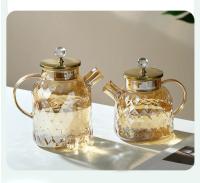 Justinlau Tetera De Vidrio De Boro Sílice Alta 1/1.8L Con Tapa Y Filtro Resistente Al Calor Para Agua Fría Hervidor De Té Ambar Para Flor De Té - details 11