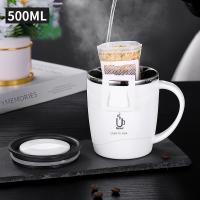 Taza De Café De Acero Inoxidable 304 Con Tapa Tumbler Doble Capa Resistente Al Calor Con Asa Vaso Termo Para Bebidas - details 7