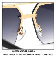 Gafas De Sol Para Hombres Y Mujeres Oversize Retro Double Bridges Polygon Square Metal Fashion Gradient Shades UV400 - details 4