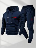Conjunto Deportivo Para Hombre Con Capucha Y Pantalones Largos Estampado De Letras 2025 Adecuado Para Primavera Otoño Invierno Caliente - details 1