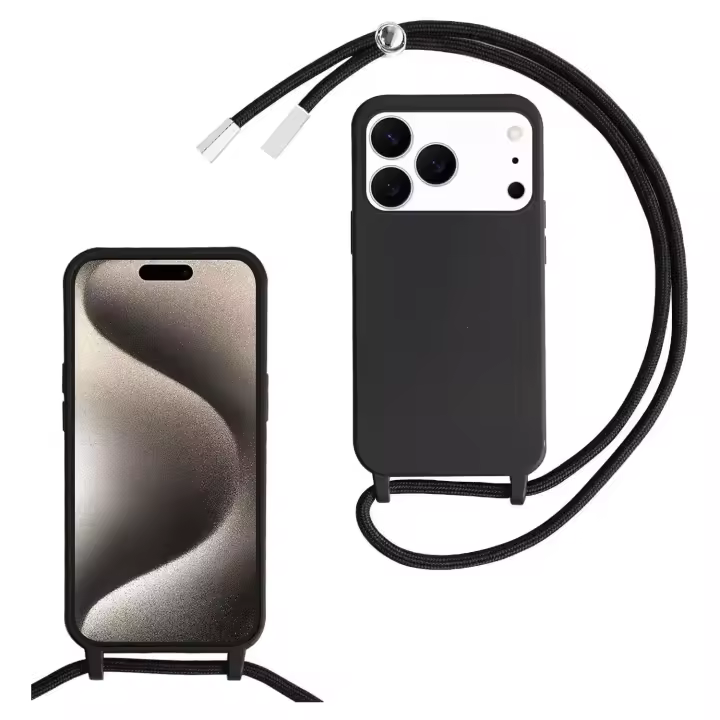 Funda con Cuerda para iPhone 17 Pro Max, Carcasa Colgar Colgante Silicona Collar Correa de Cuello Cordón Ajustable - Meloenvias - 1