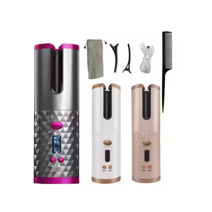 Rizador Automático Inalámbrico USB. 60 Minutos de Duración, 4 Niveles de Temperatura, Gira en Ambas Direcciones, Anti Enredos. Belleza. Peinado. Fiesta. - 1