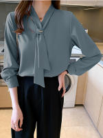 Blusa Blanca Básica Para Mujer AOSSVIAO 2026 Primavera Camisa Elegante Casual Manga Larga Estilo Lady Ajuste Regular Polyester - details 7