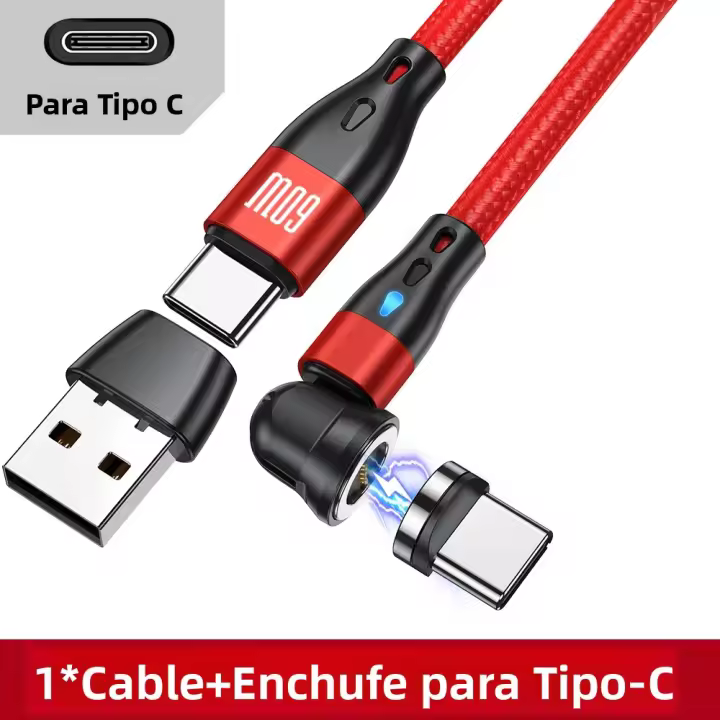 Cable Magnético AUFU 540 Rotativo 60W Carga Rápida Tipo C Para iPhone 16 15 Samsung Xiaomi Cargador Magnético Micro USB Cordón De Datos - 1
