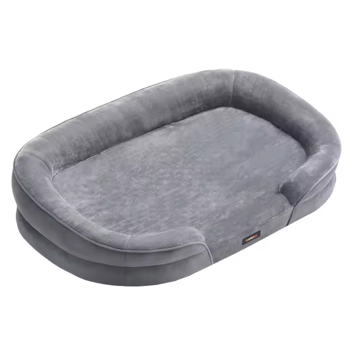 Feandrea Cama para Perros Grandes, 106 x 76 x 18 cm, Ortopédica, Espuma de Nido de Abeja, Forro Repelente al Agua, Bordes Elevados, Funda Extraíble y Lavable, Gris Claro/Gris plomo, Regalo de Navidad - 1