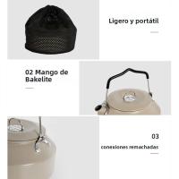 Hervidor De Agua De Viaje Ultraligero De 1.4L Con Manija Para Estufa Café Metal Suministros De Mesa Color Khaki Verde Negro - details 28