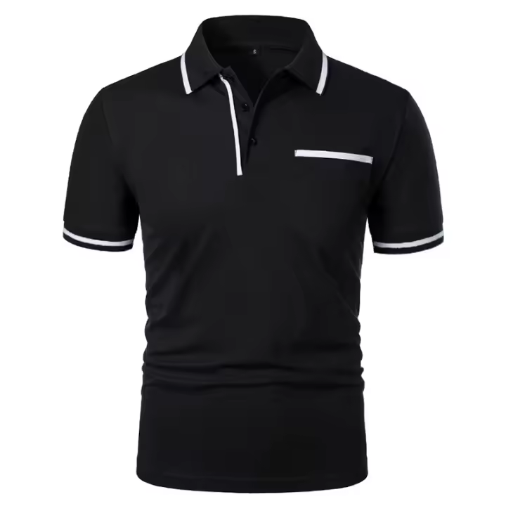 Camisa Polo Para Hombre De Manga Corta Color Sólido Casual Verano Transpirable Suelta Con Bolsillos Top Basic Splice Trendy - 1