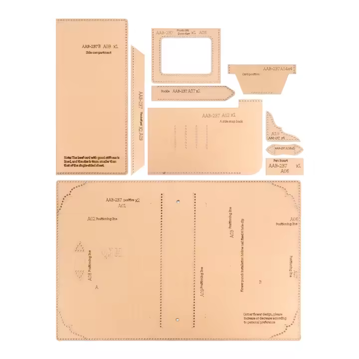 QJH Set De 1 Cuaderno De Contabilidad Portátil A5 Hojas De Papel Kraft Plantillas De Cuero Hecho a Mano Con Agujeros Para DIY Y Artesanía - 1