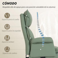 HOMCOM Silla de Escritorio con Reposapiés, Silla de Oficina Giratoria, con Respaldo Reclinable y Alto, Acolchado Grueso, Tapizada en Cuero Sintético, Soporte Lumbar, Altura Ajustable, Ruedas - details 3