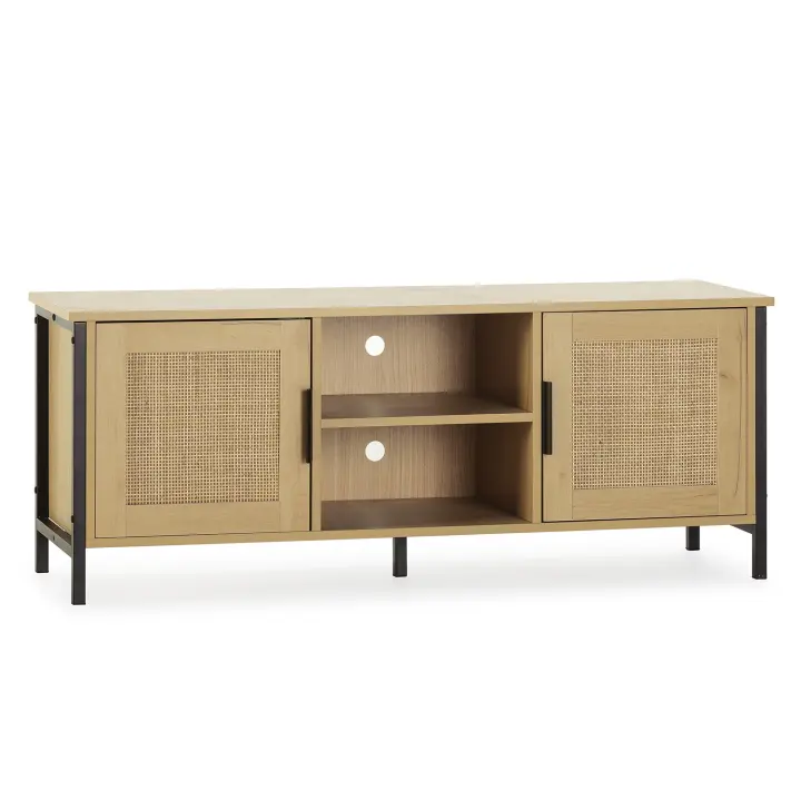 Mueble de TV modelo cruz 2P2H, 120x40x48cm color roble y negro VS Venta-Stock - 1