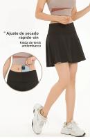 Falda Corta Deportiva De Cintura Alta Para Mujer Yoga Fitness Tenis Con Lining Anticaída Secado Rápido Polyester - details 2