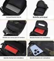 Bolsa De Hombro Táctica Para Camping Y Senderismo Para Hombres Bolsa De Pecho MOLLE Multifuncional De Nylon Impermeable Negro CP Y Caqui - details 8